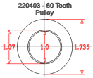 60 Tooth GT2 Timing Belt Pully Dimensions
